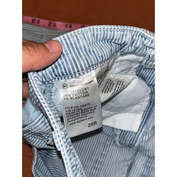 AG Adriano Goldschmied Blue/White Striped Straight Leg Jeans Women's Size 26R - Picture 9 of 10